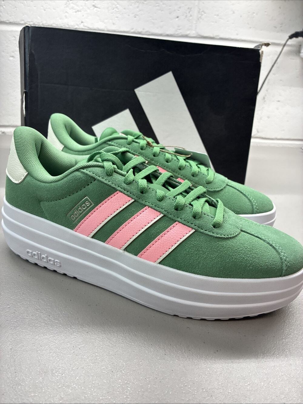 New adidas Vl Court Bold Womens Green Sneakers Casual Shoes IH0365 Size 8